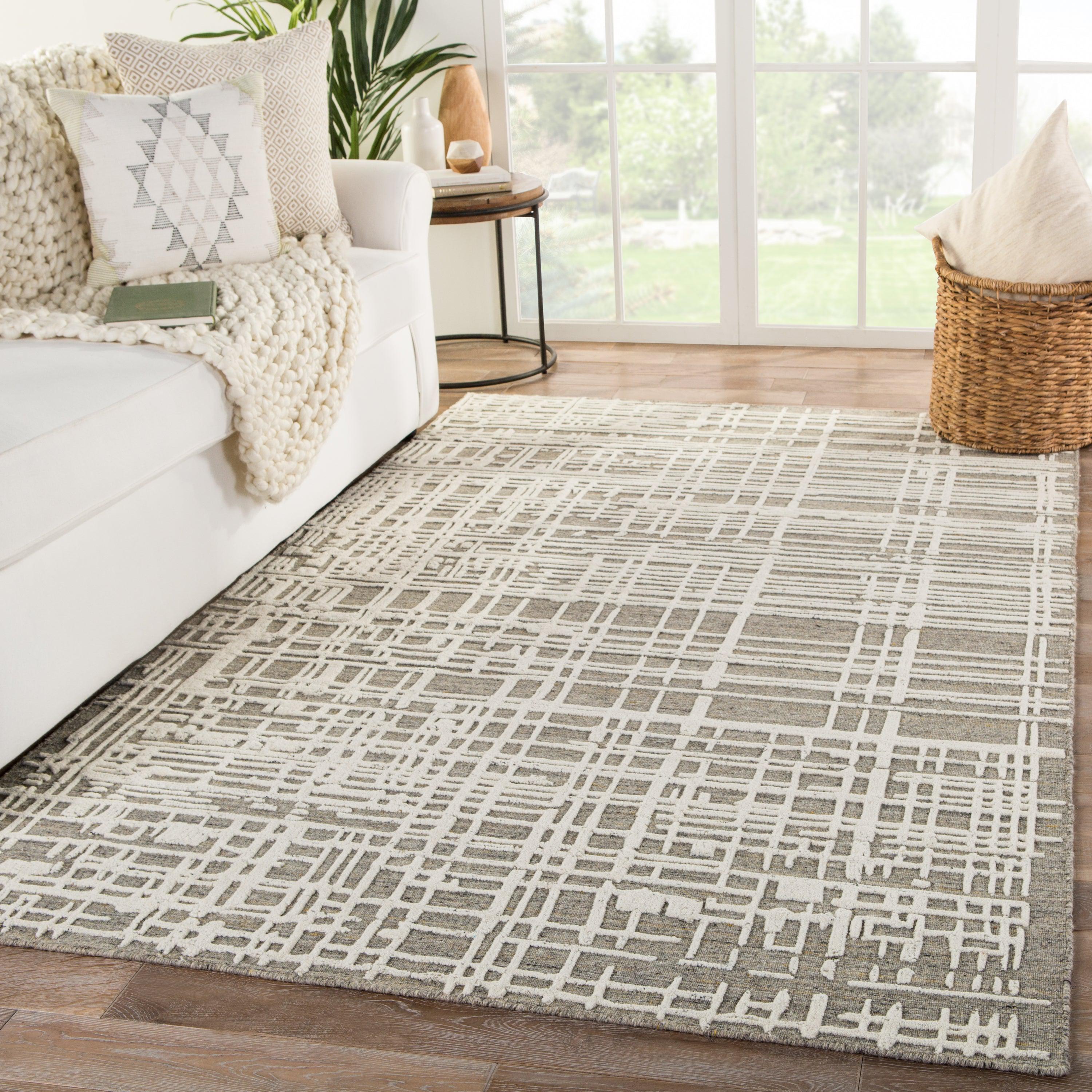 Rugs by Roo | Jaipur Living Arlo Handmade Trellis Gray Cream Area Rug-RUG143974