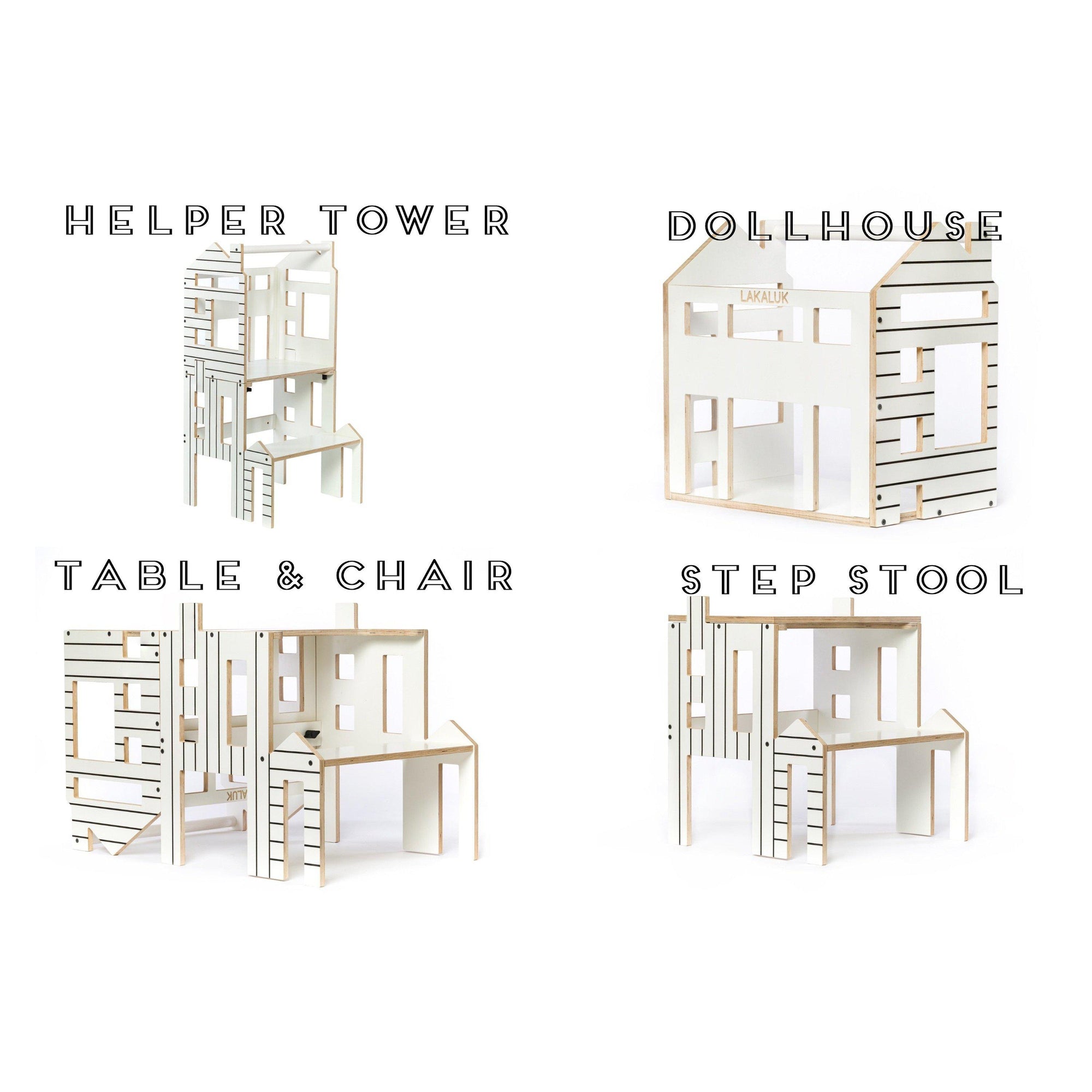 Rugs by Roo | Lakaluk Wooden Multi-Function Learning Tower Dollhouse-1121