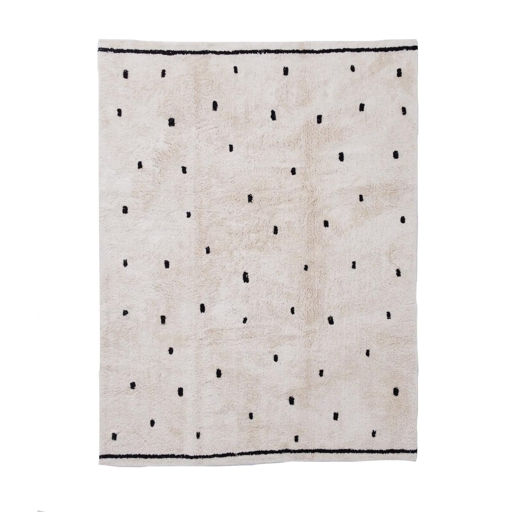 Oh Happy Home! Cotton Berber Going Dotty Black Washable Area Rug