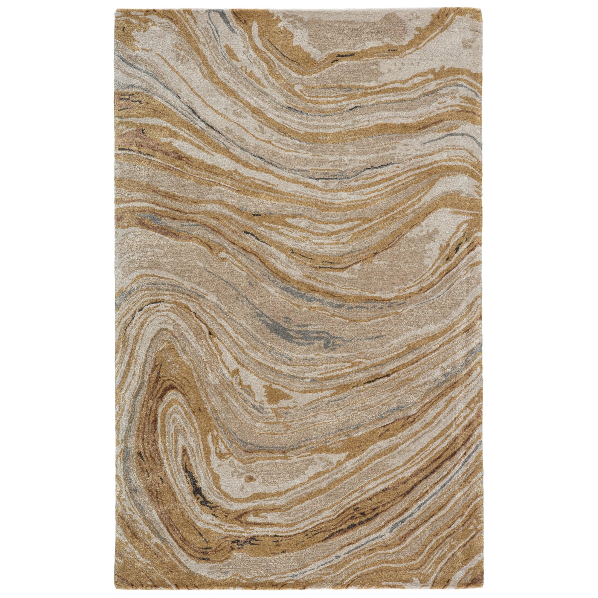 Rugs by Roo | Jaipur Living Atha Handmade Abstract Gold Beige Area Rug-RUG145774