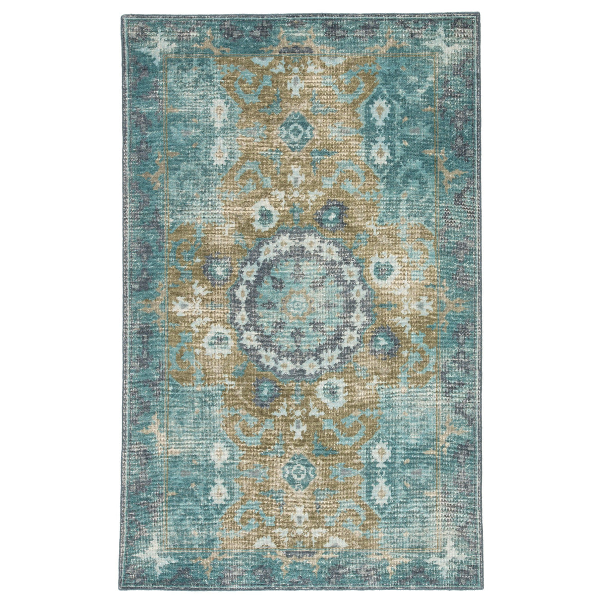 Rugs by Roo | Jaipur Living Modify Hand-Knotted Medallion Teal Olive Area Rug-RUG130212