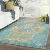 Rugs by Roo | Jaipur Living Modify Hand-Knotted Medallion Teal Olive Area Rug-RUG130212