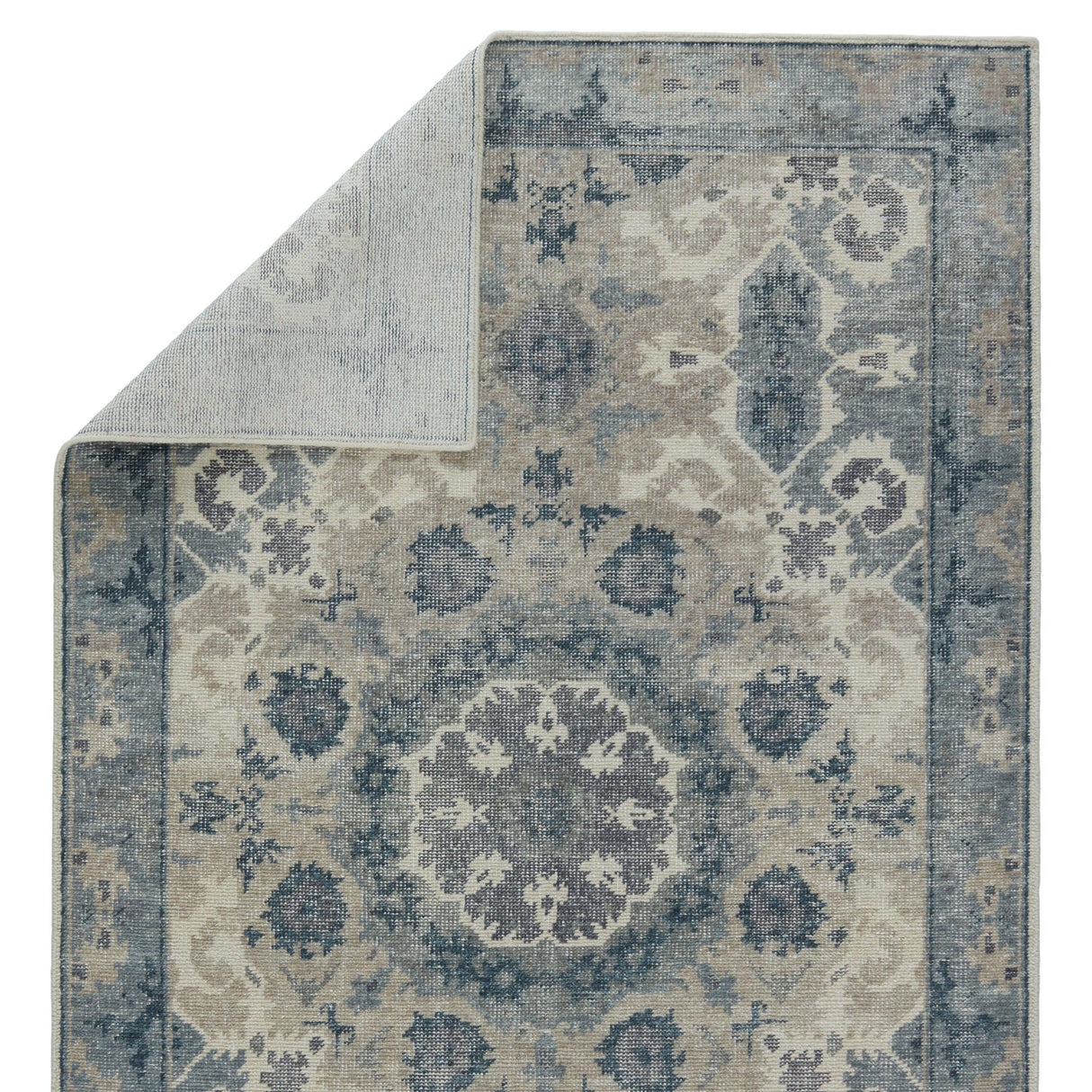 Rugs by Roo | Jaipur Living Modify Hand-Knotted Medallion Blue Light Gray Area Rug-RUG130203