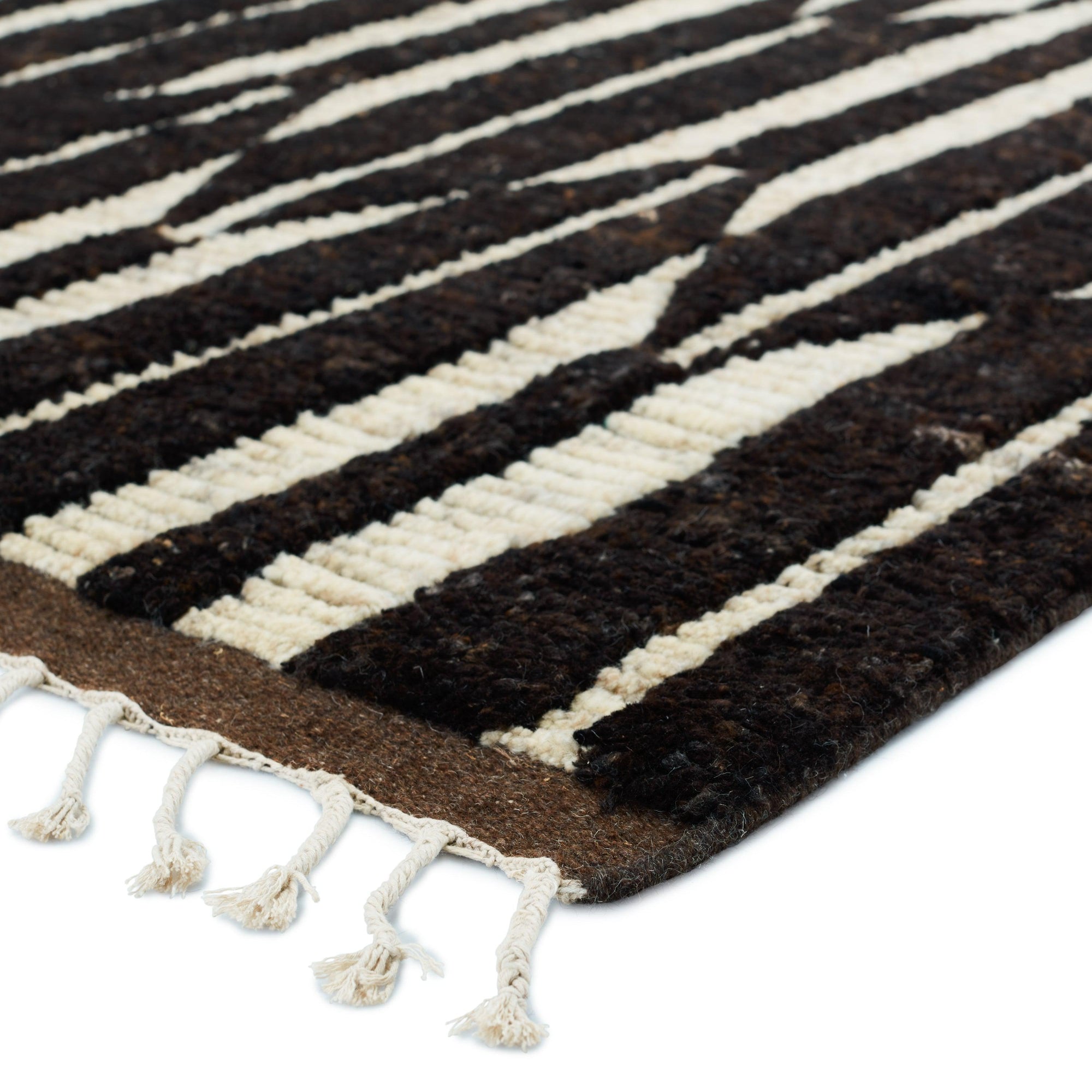 Rugs by Roo | Jaipur Living Quest Hand-Knotted Geometric Dark Brown Ivory Area Rug-RUG150726