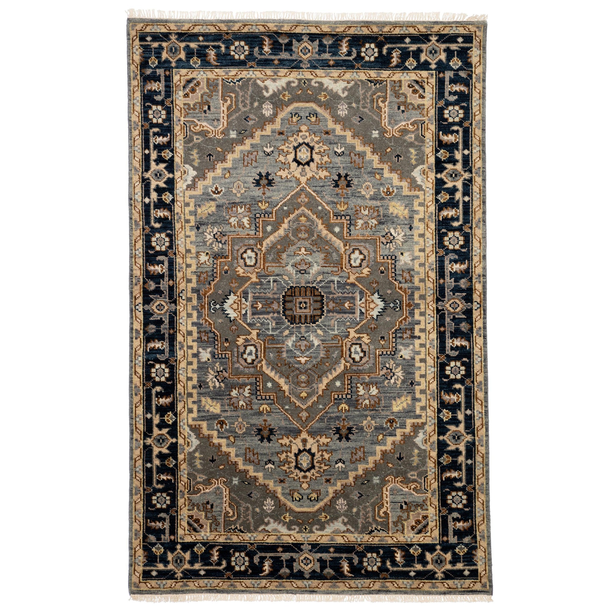 Rugs by Roo | Jaipur Living Andrews Hand-Knotted Medallion Gray Brown Area Rug-RUG140382