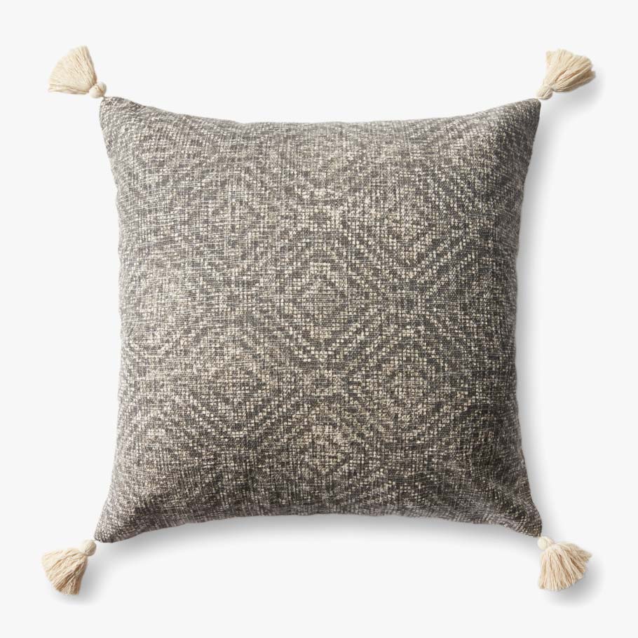 Charcoal Tassel Cotton Pillow