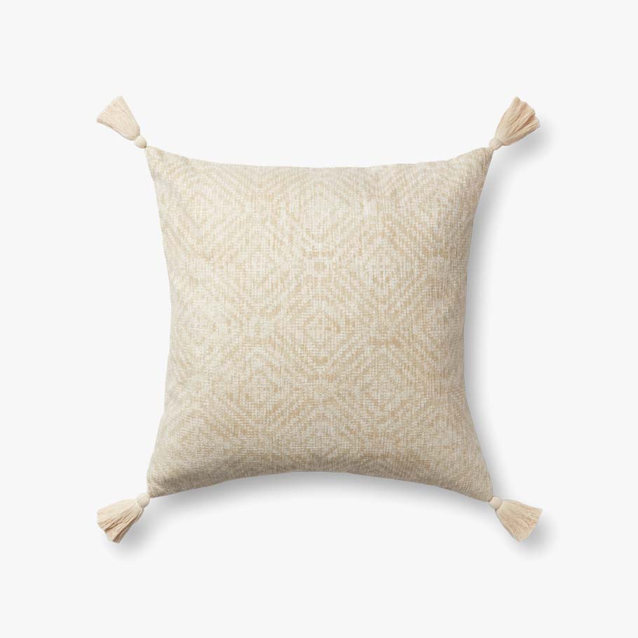 Loloi Ivory Tassel Cotton Pillow