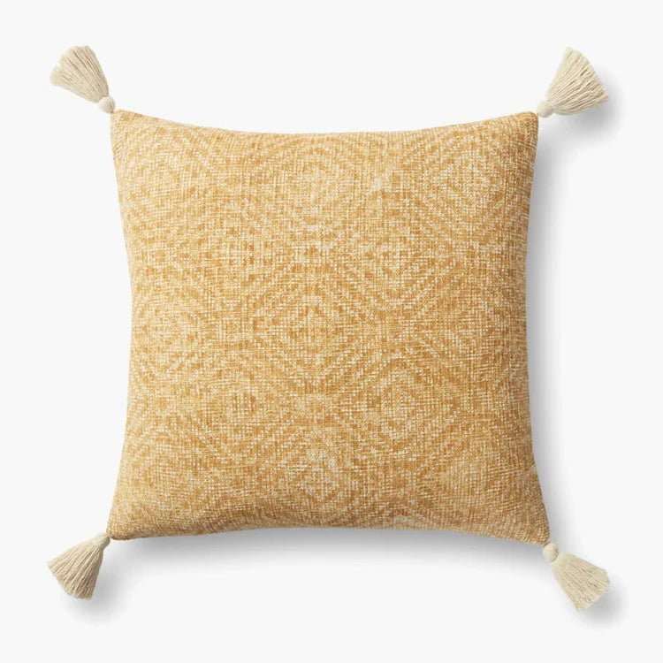 Yellow tassel pillow clearance