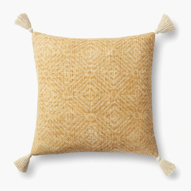 Loloi Yellow Tassel Cotton Pillow