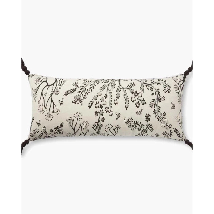 Loloi Ivory Black Cotton Linen Pillow