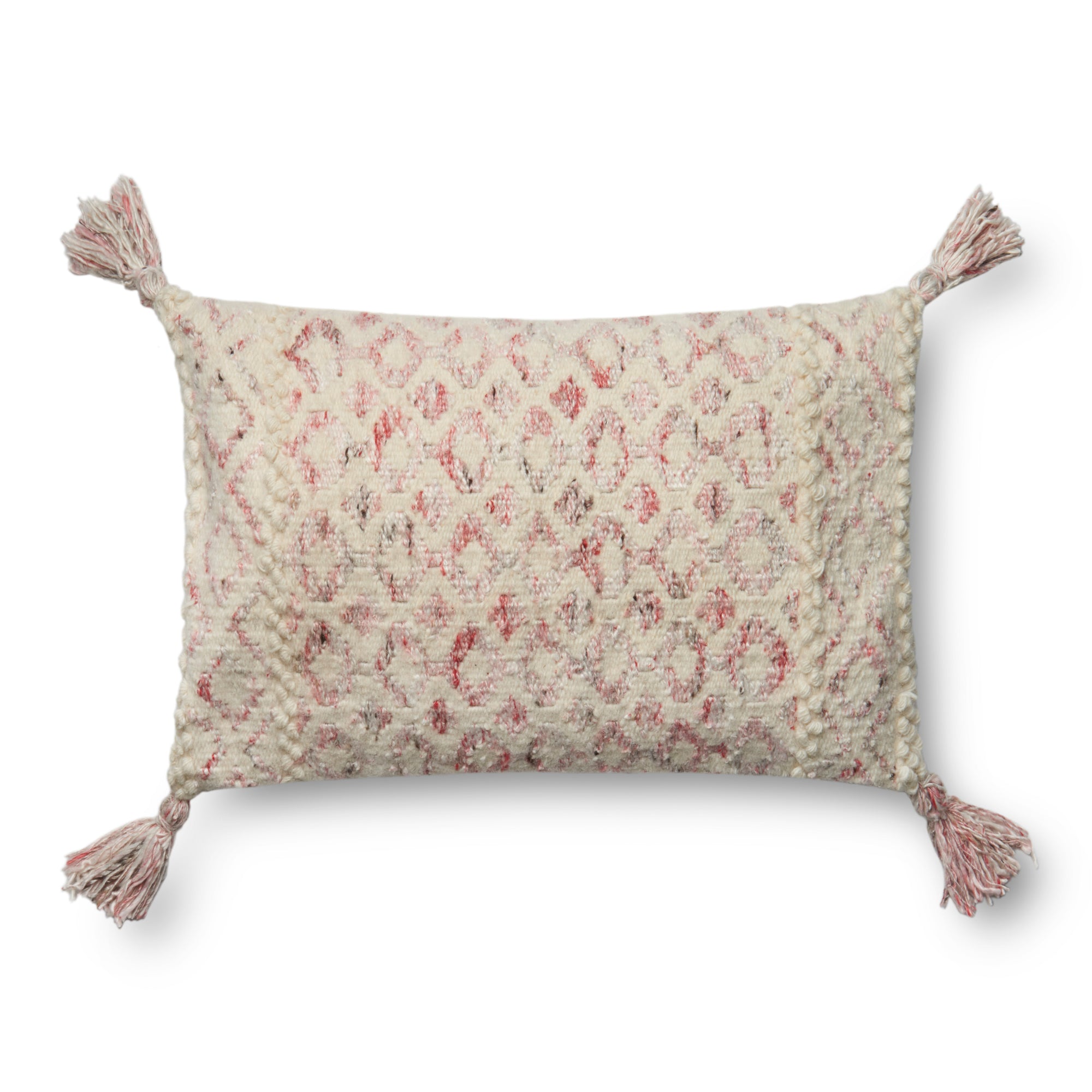 Rugs by Roo |  Loloi Justina Blakeney Pink Ivory Wool Pillow 18" x 18" Cover w/Poly