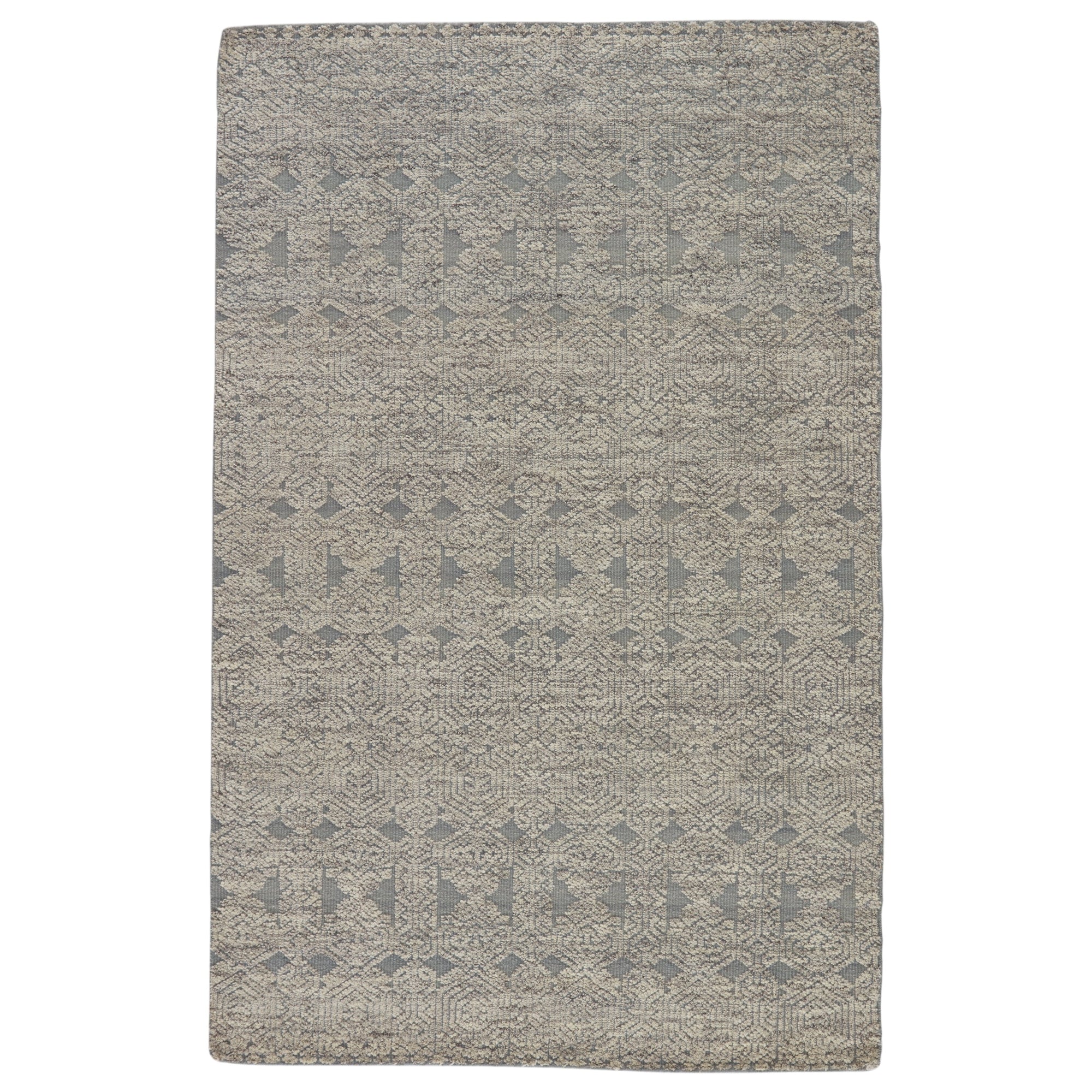 Rugs by Roo | Jaipur Living Abelle Hand-Knotted Medallion Gray White Area Rug-RUG150486