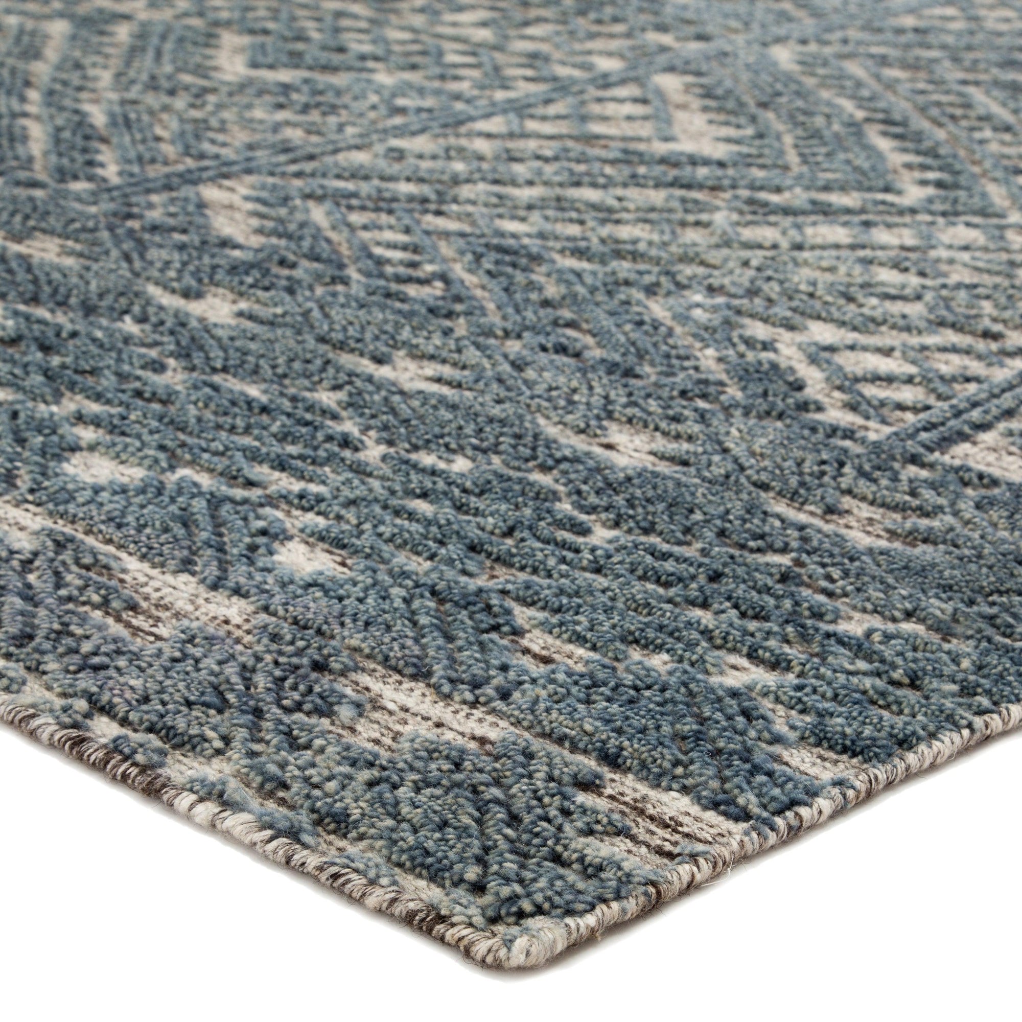 Rugs by Roo | Jaipur Living Prentice Hand-Knotted Geometric Blue Ivory Area Rug-RUG143901