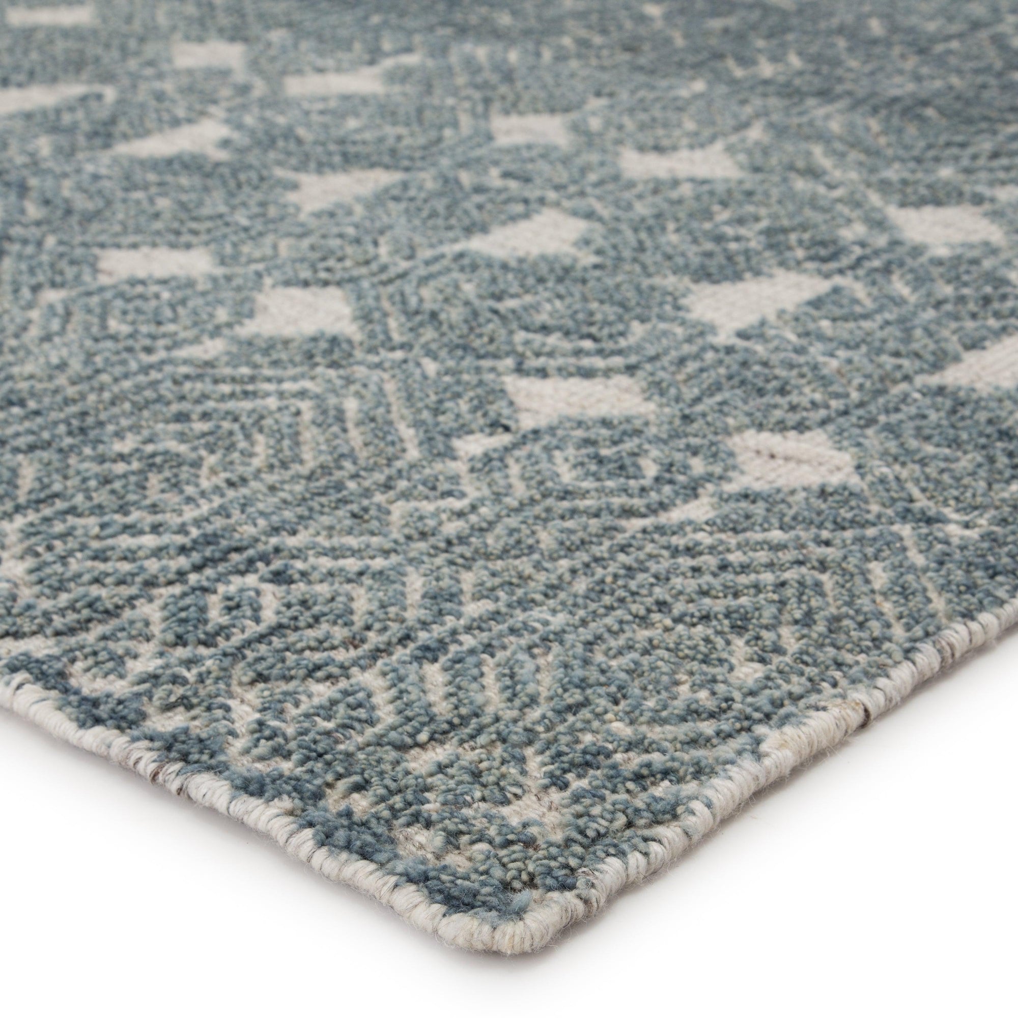 Rugs by Roo | Jaipur Living Abelle Hand-Knotted Medallion Teal Light Gray Area Rug-RUG145495