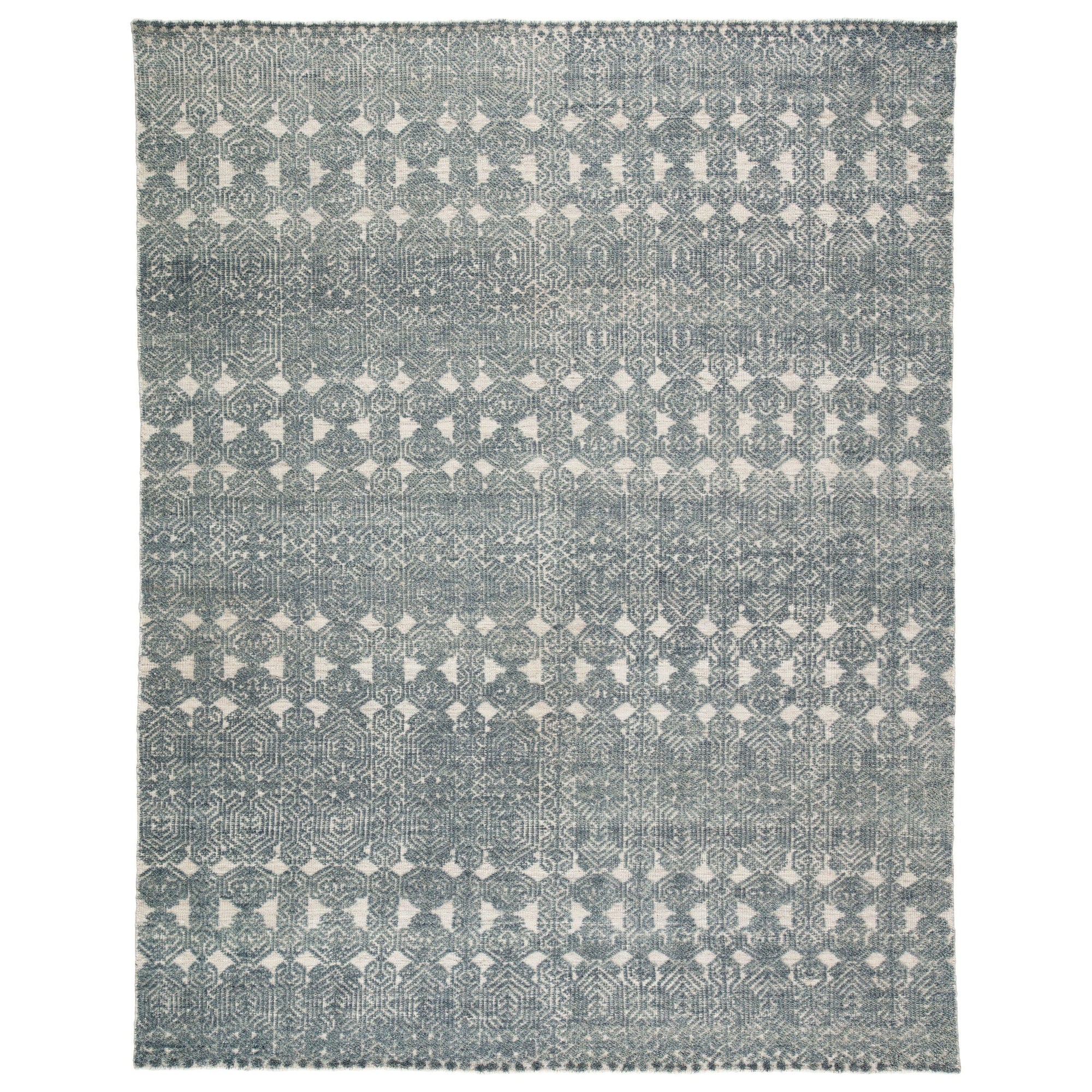 Rugs by Roo | Jaipur Living Abelle Hand-Knotted Medallion Teal Light Gray Area Rug-RUG145495