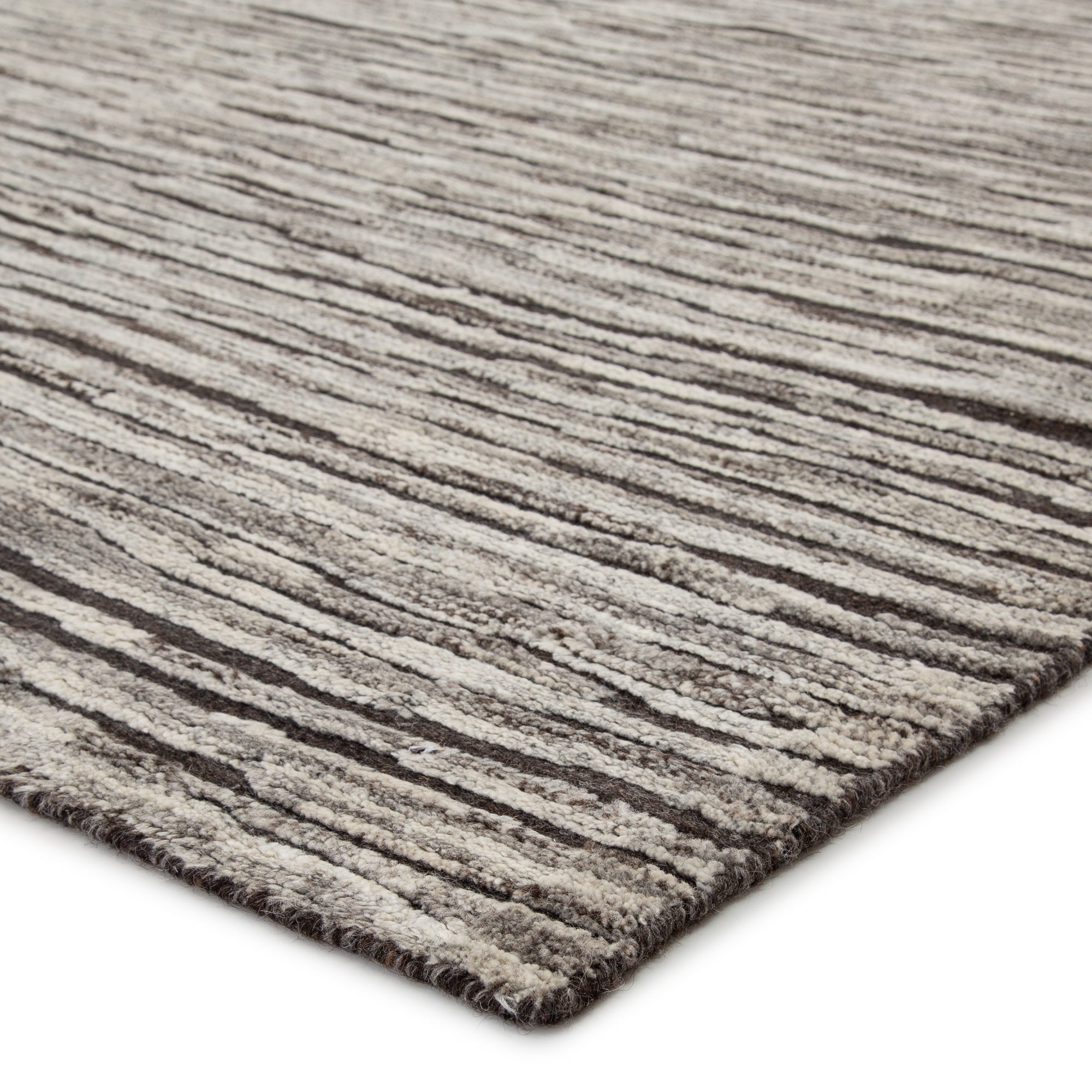Rugs by Roo | Jaipur Living Ramsay Hand-Knotted Striped Dark Gray Ivory Area Rug-RUG144939