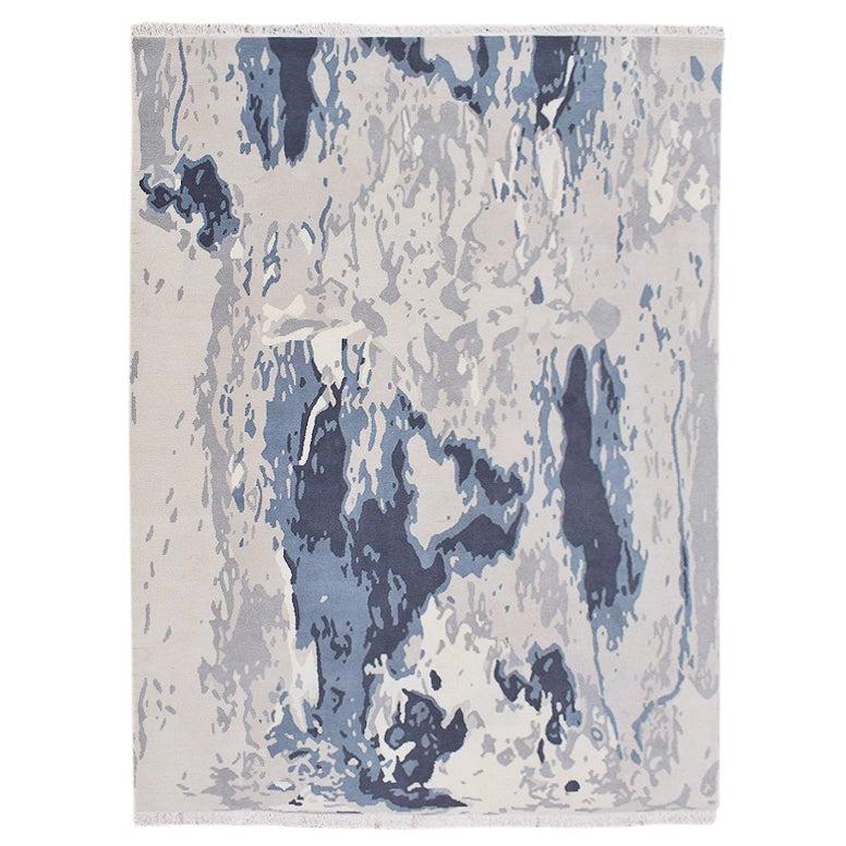 Rugs by Roo | Organic Weave Ridley Blue Gray Wool Handknotted Rug-OW-RIDBLG-0508