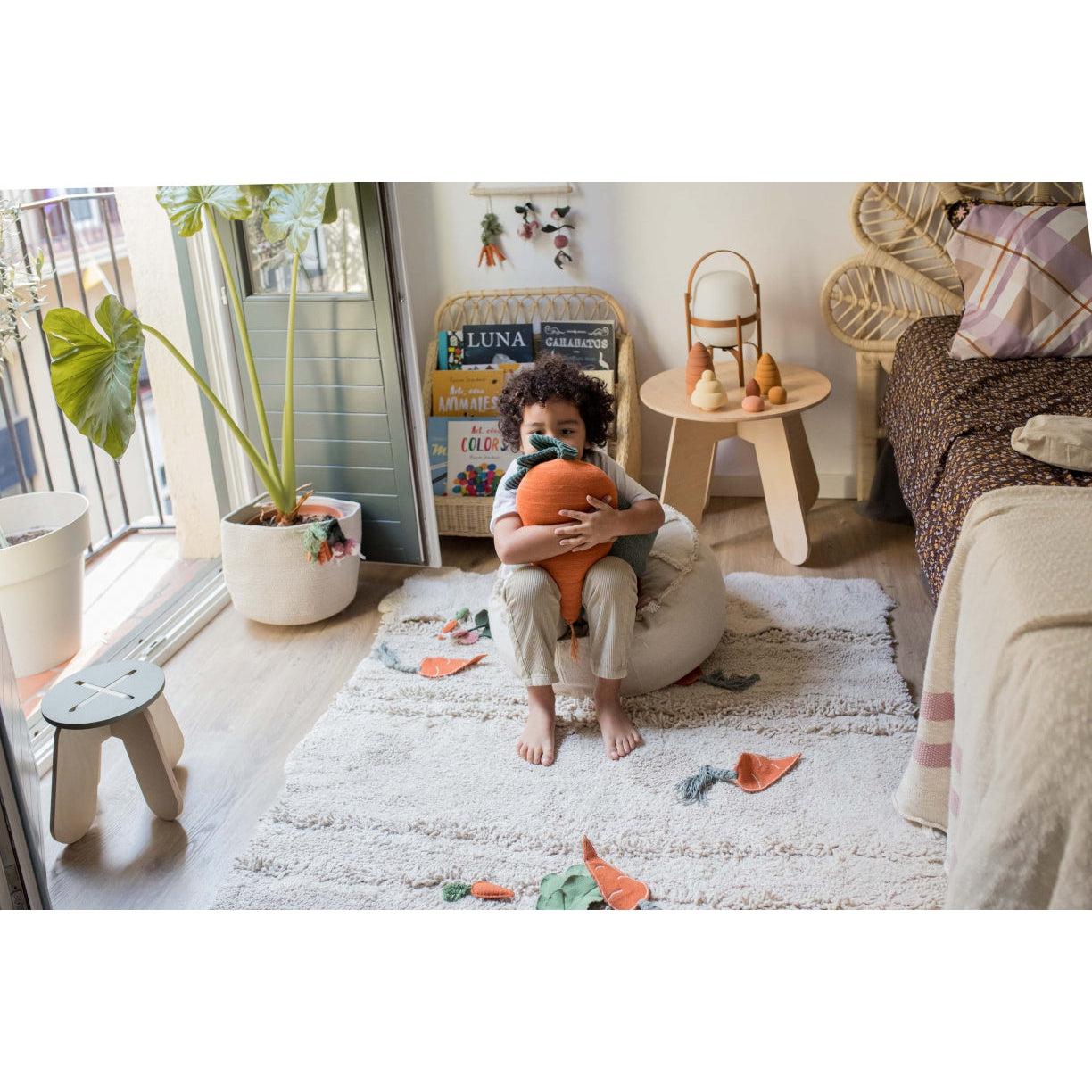 Rugs by Roo | Lorena Canals Oli & Carol Cathy the Carrot Knitted Cushion-SC-CATHY