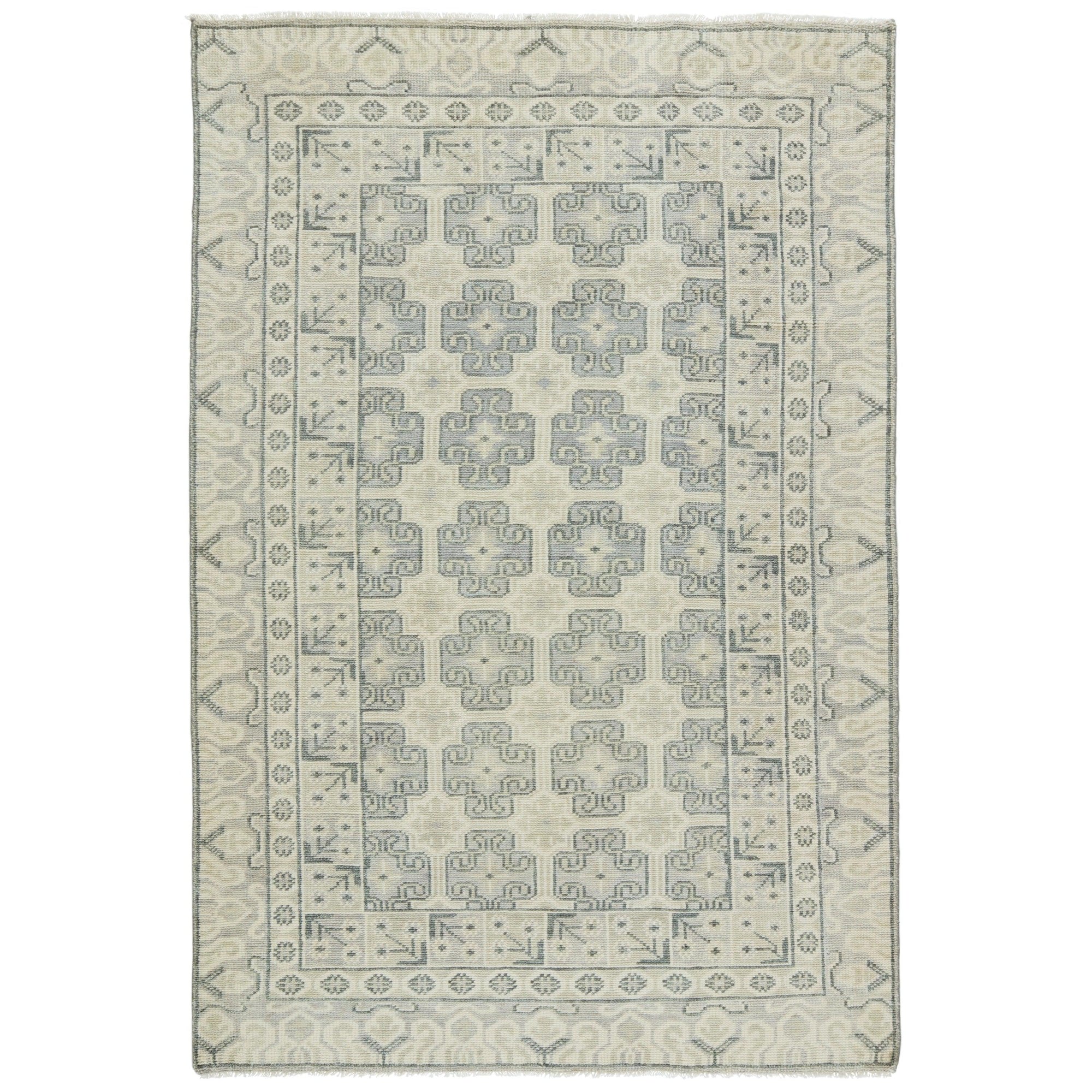 Rugs by Roo | Jaipur Living Stage Hand-Knotted Bordered Ivory Green Area Rug-RUG153239