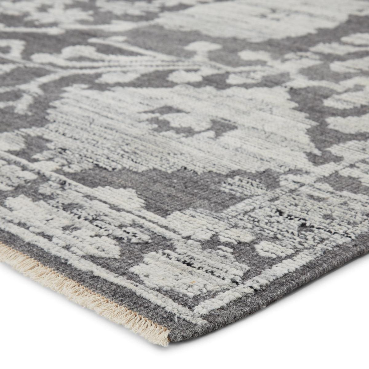 Rugs by Roo | Jaipur Living Riona Hand-Knotted Floral Gray White Area Rug-RUG146556