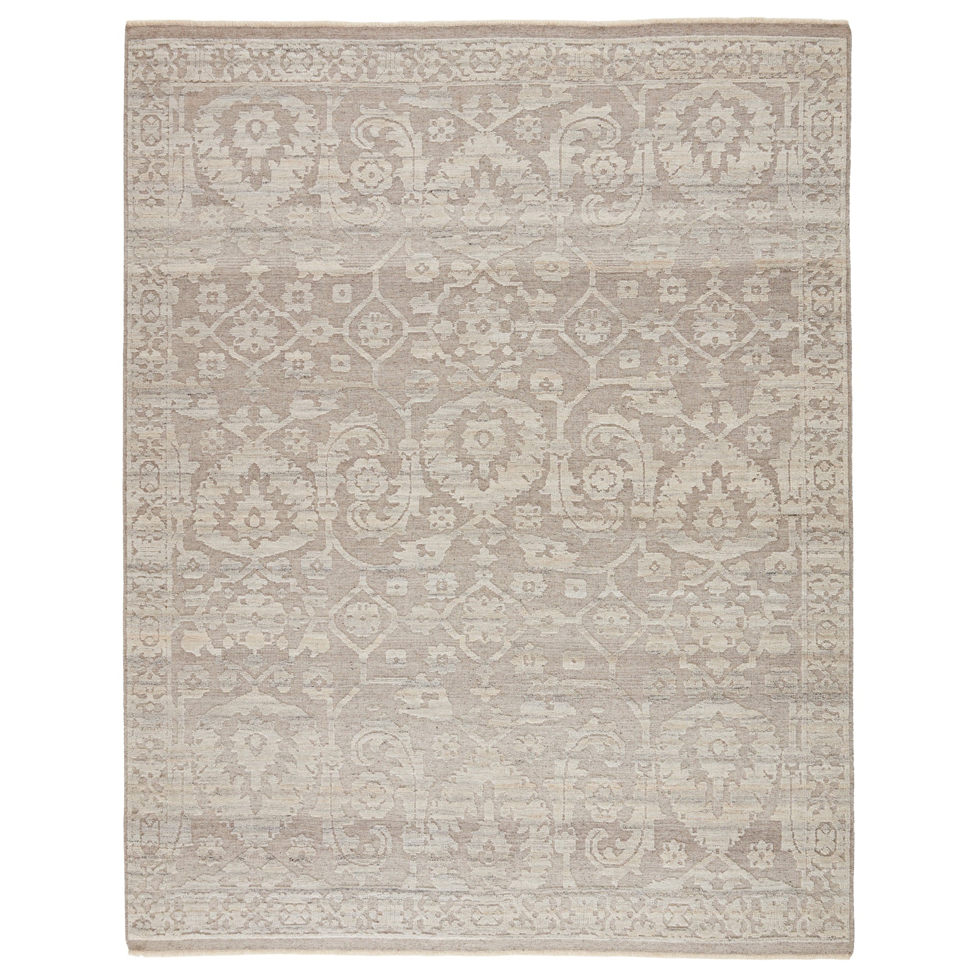Rugs by Roo | Jaipur Living Ayres Hand-Knotted Floral Taupe Gray Area Rug-RUG146562