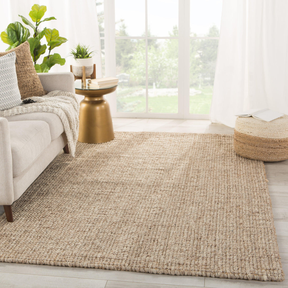 Rugs by Roo | Jaipur Living Oceana Natural Solid Light Gray Tan Area Rug-RUG145819