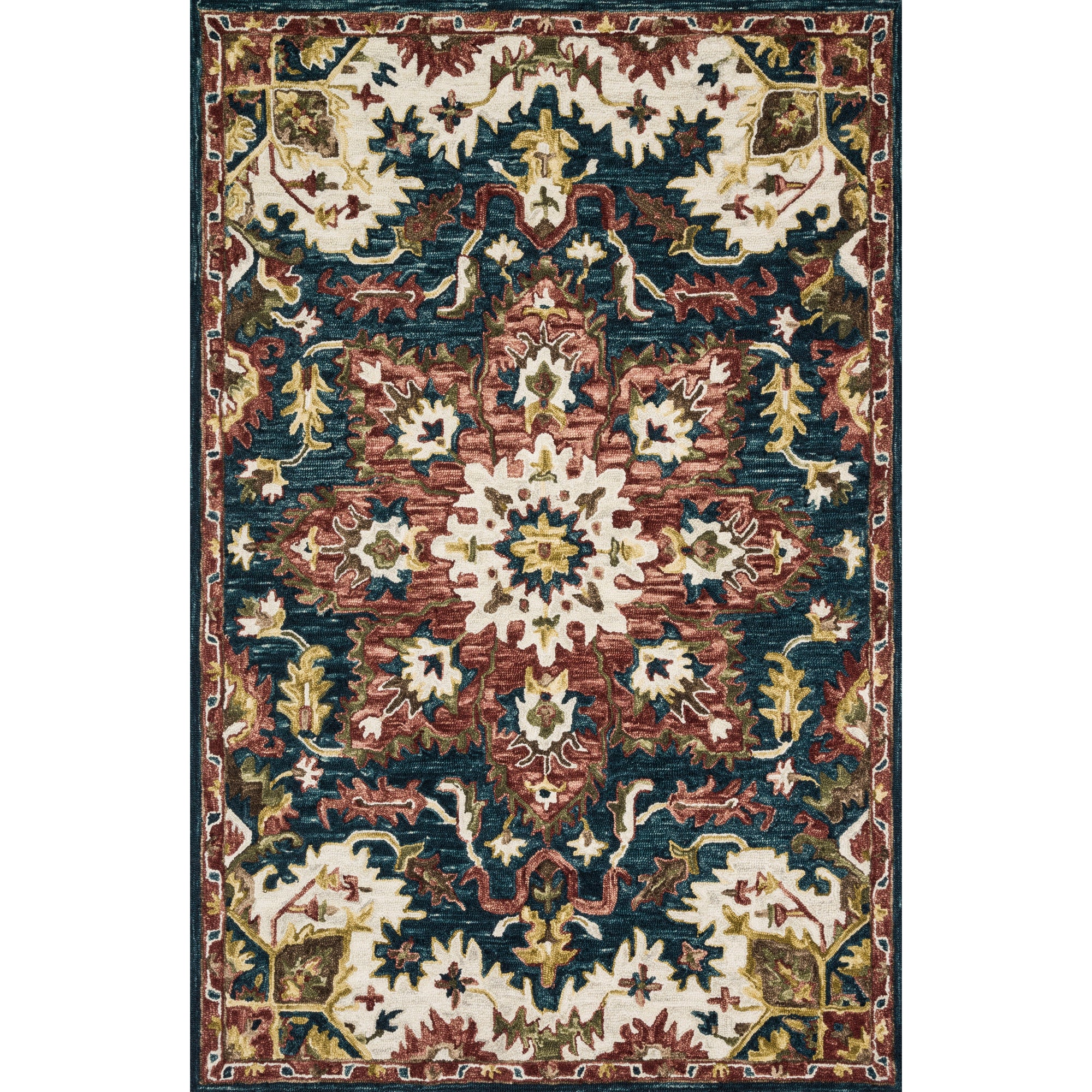 Rugs by Roo Loloi Victoria Teal Raspberry Area Rug in size 18" x 18" Sample
