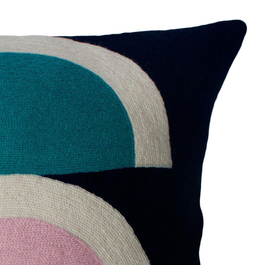 VIOLA  Grey, Teal, And Brown Patterned Throw Pillow