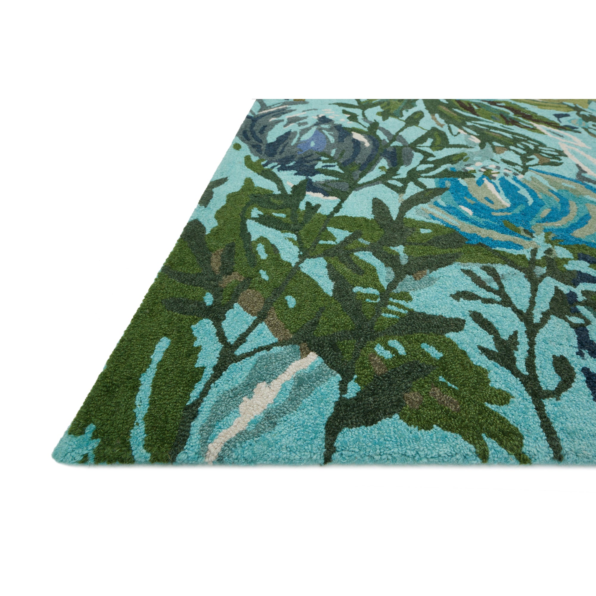Rugs by Roo Loloi Wild Bloom Aqua Green Area Rug in size 18" x 18" Sample