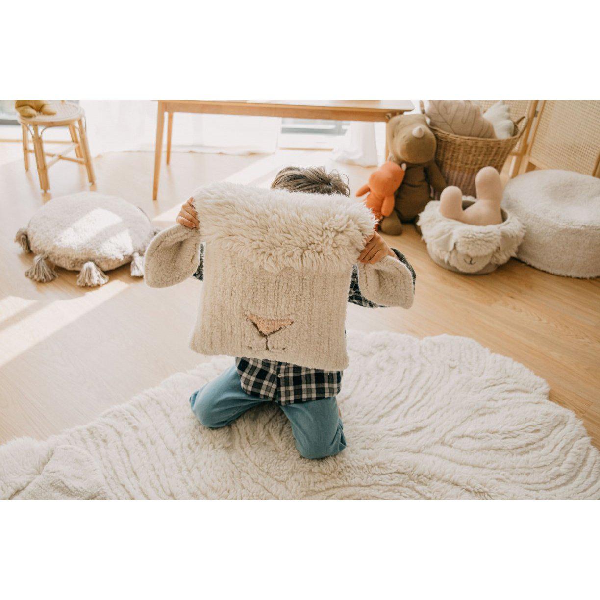 Rugs by Roo | Lorena Canals Pink Nose Sheep Woolable Cushion-WO-SC-NOSE