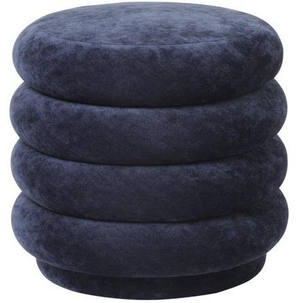 Rugs by Roo | ferm LIVING Pouf Round Faded Velvet Small Ocean Blue-100226-667