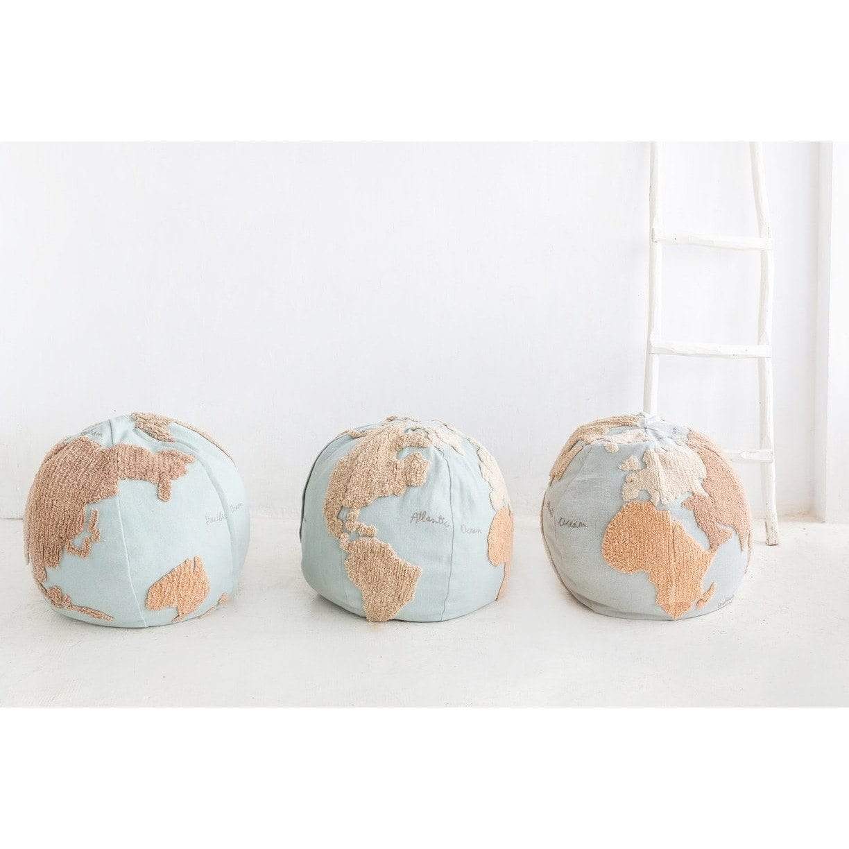 Rugs by Roo | Lorena Canals World Map Pouffe-P-WMAP