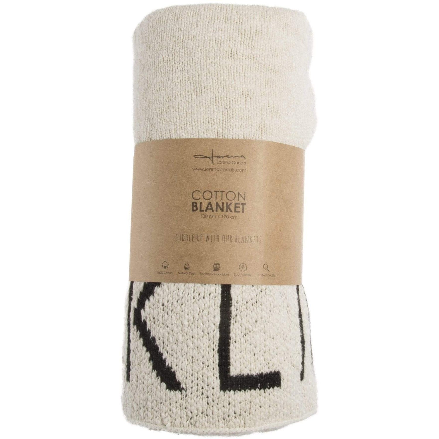 Rugs by Roo | Lorena Canals ABC Natural Black Knitted Baby Blanket-BLC-ABC-NAT