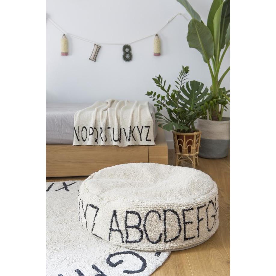 Rugs by Roo | Lorena Canals ABC Natural Black Pouffe-P-ABC-NBK
