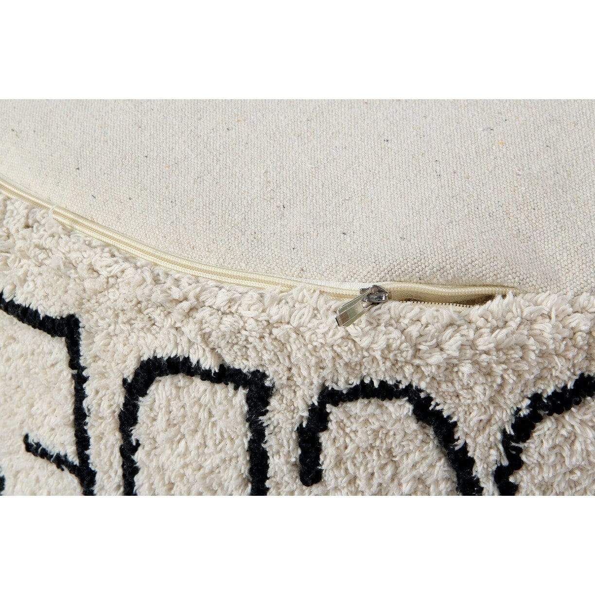 Rugs by Roo | Lorena Canals ABC Natural Black Pouffe-P-ABC-NBK