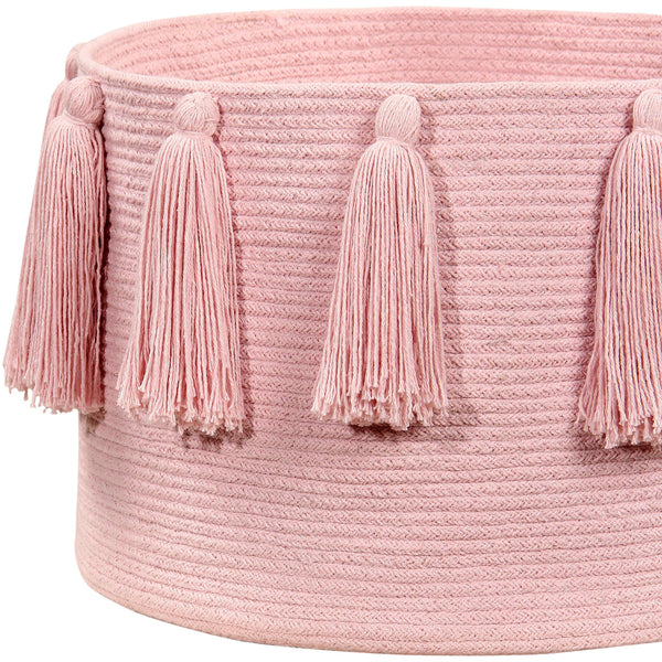 Lorena Canals Tassels Pink Basket | Handmade Washable Rugs