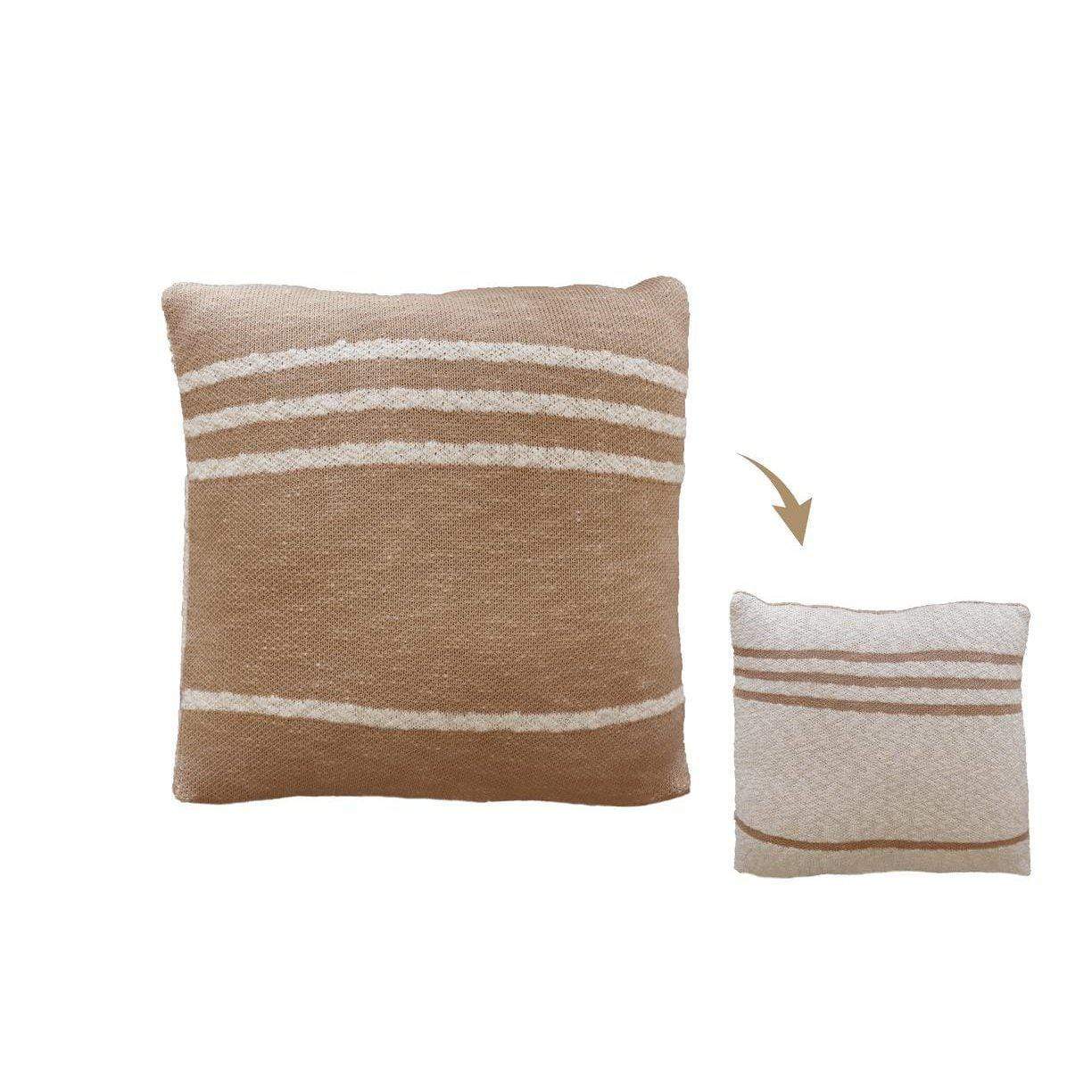 Rugs by Roo | Lorena Canals Duetto Powder Natural Knitted Cushion-SC-DUETTO-POW