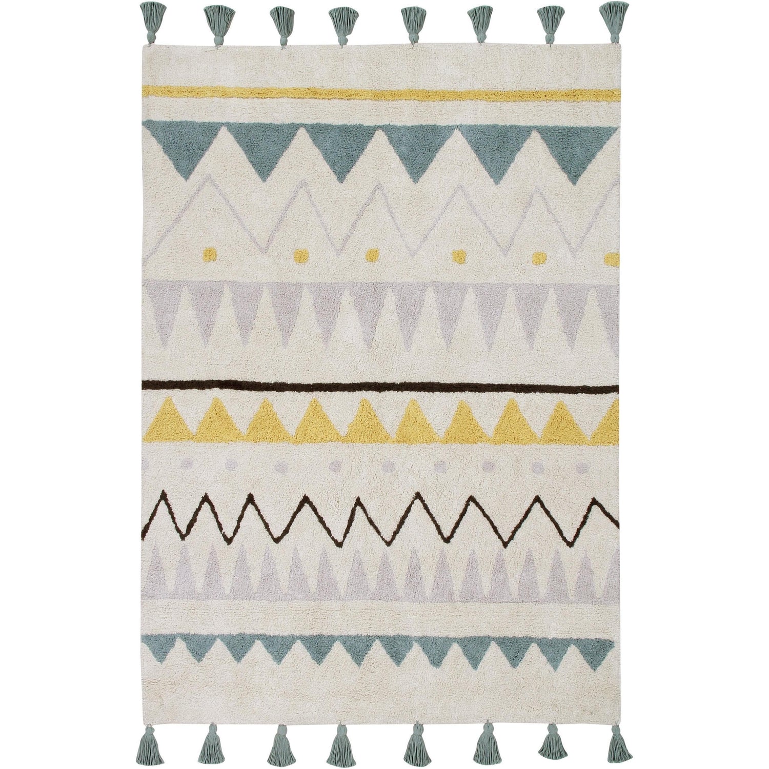 Azteca Natural Vintage Blue Machine Washable Area Rug