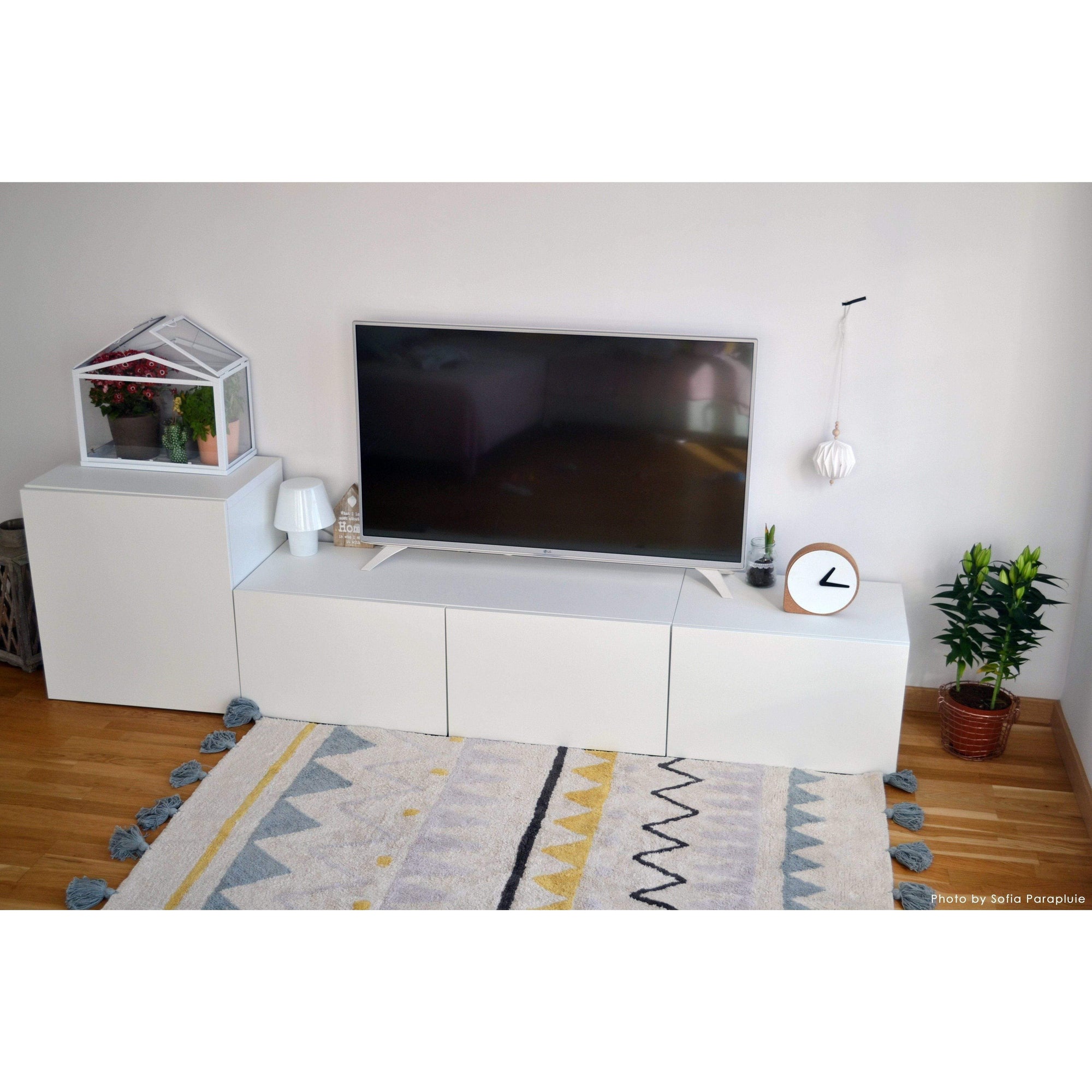 Lorena Canals Azteca Natural Vintage Blue Machine Washable Area Rug