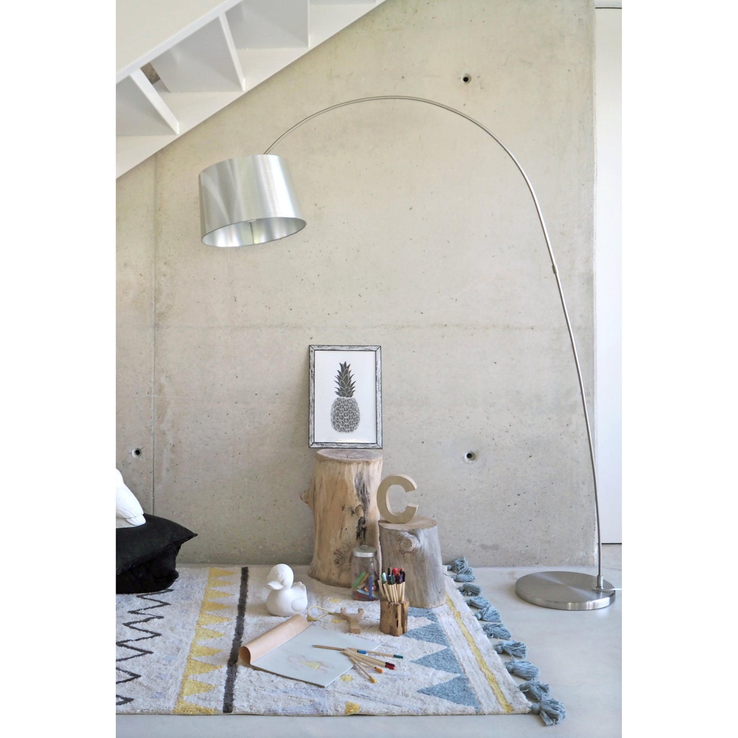 Rugs by Roo | Lorena Canals Azteca Natural Vintage Blue Machine Washable Area Rug-C-AZ-NVB