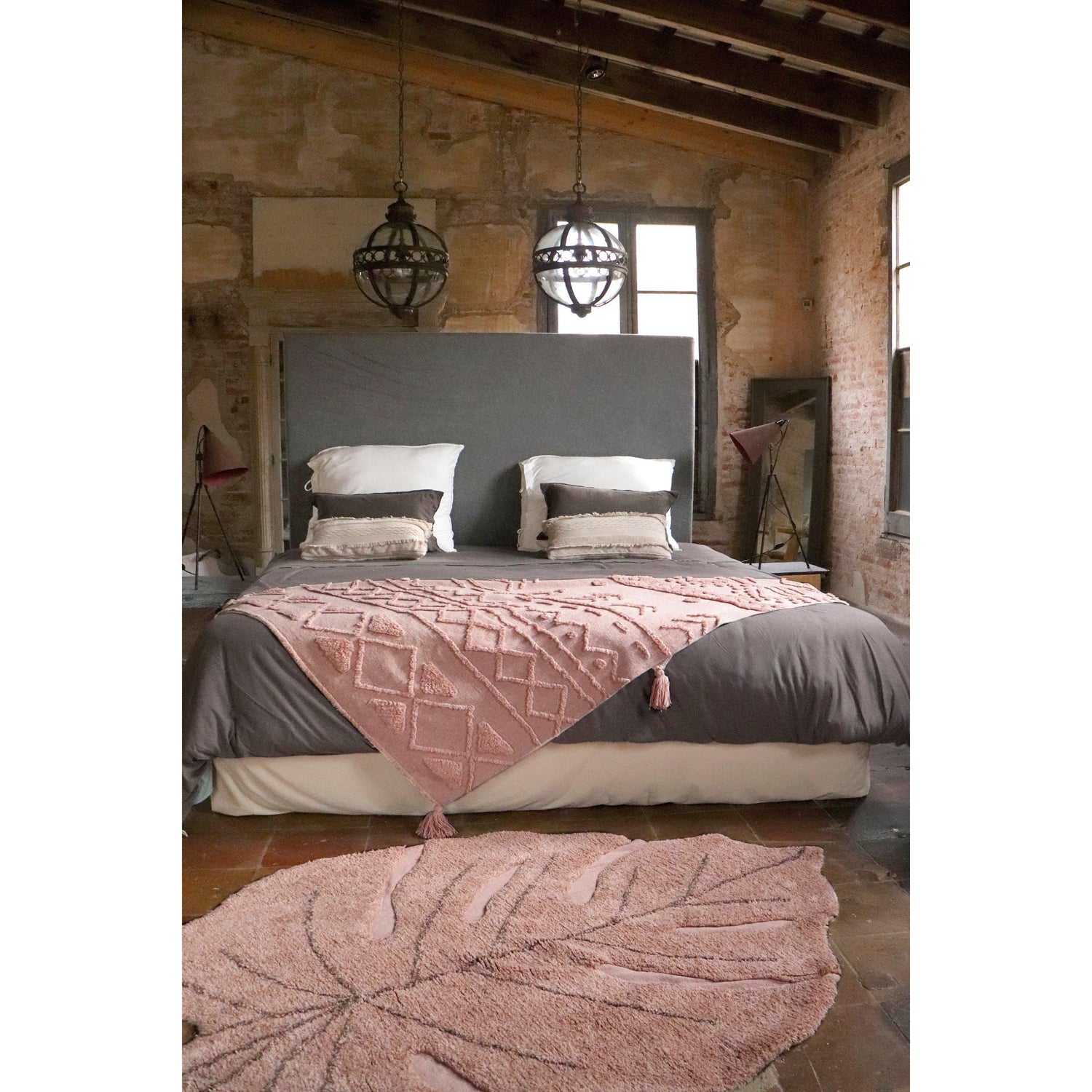 Rugs by Roo | Lorena Canals Monstera Vintage Nude Washable Area Rug-C-MON-VNU
