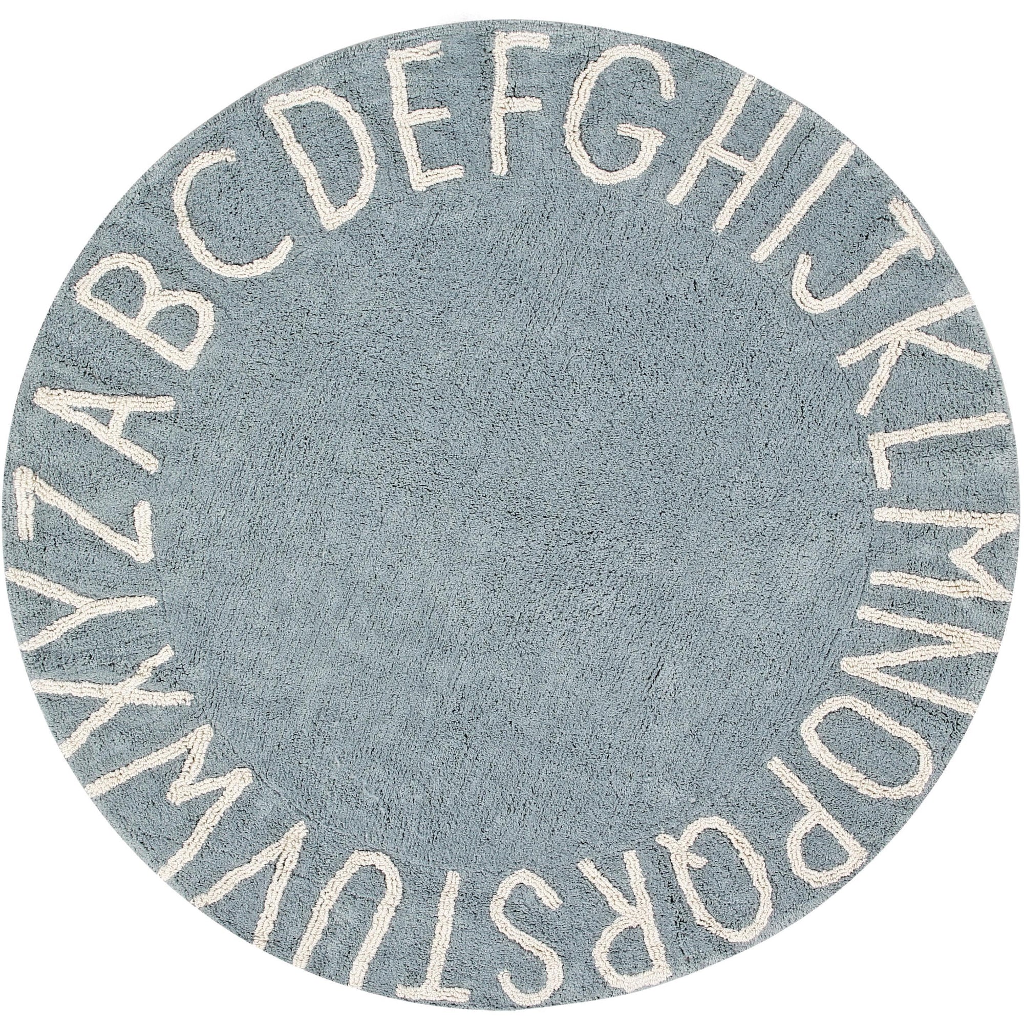 Rugs by Roo | Lorena Canals Round ABC Vintage Blue Natural Machine Washable Area Rug-C-ABC-VBN