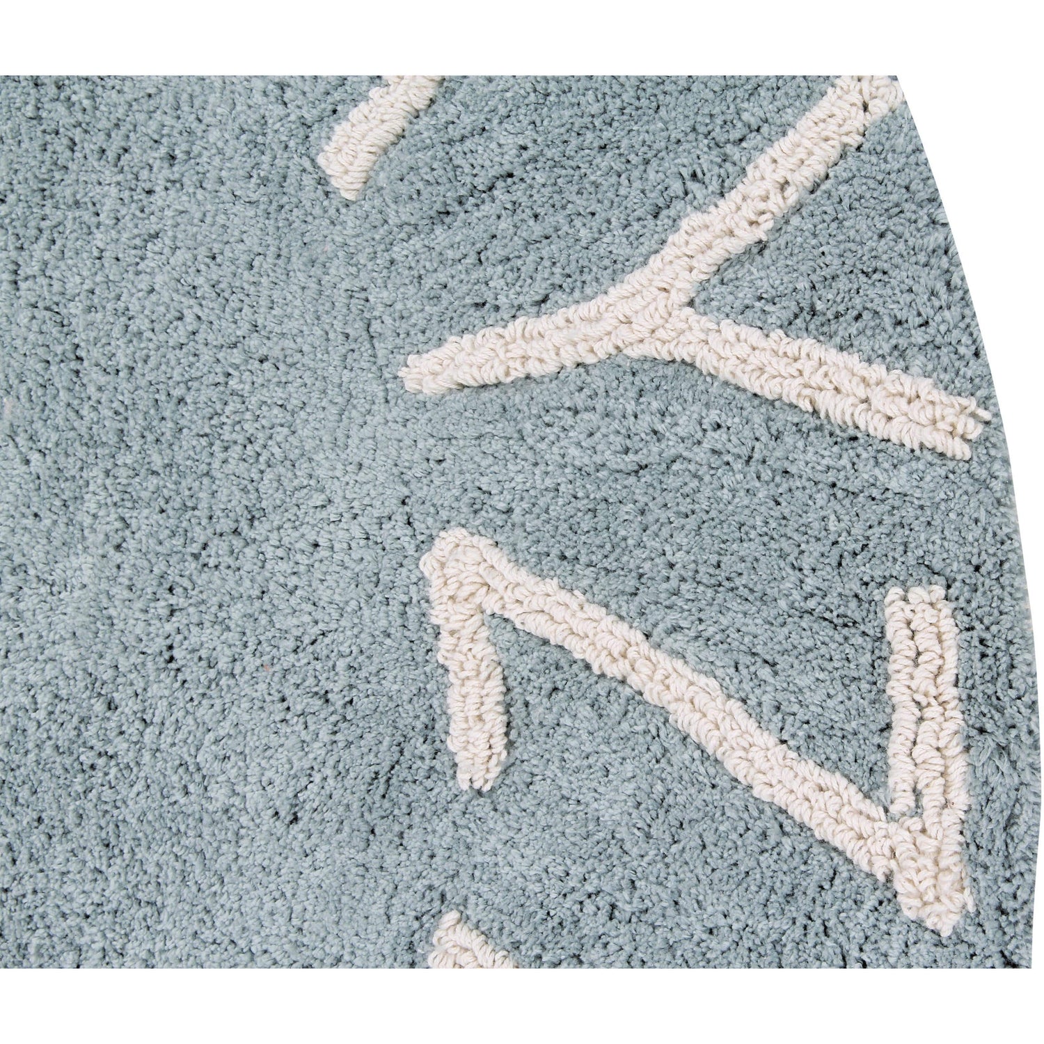 Rugs by Roo | Lorena Canals Round ABC Vintage Blue Natural Machine Washable Area Rug-C-ABC-VBN