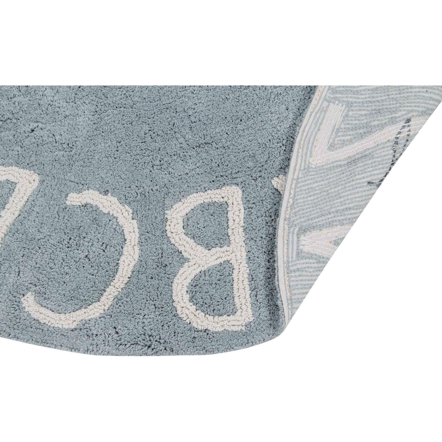 Rugs by Roo | Lorena Canals Round ABC Vintage Blue Natural Machine Washable Area Rug-C-ABC-VBN