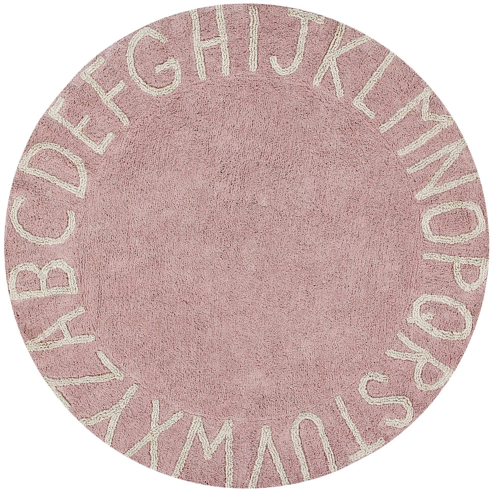 Rugs by Roo | Lorena Canals Round ABC Vintage Nude Natural Machine Washable Kids Area Rug-C-ABC-VNN