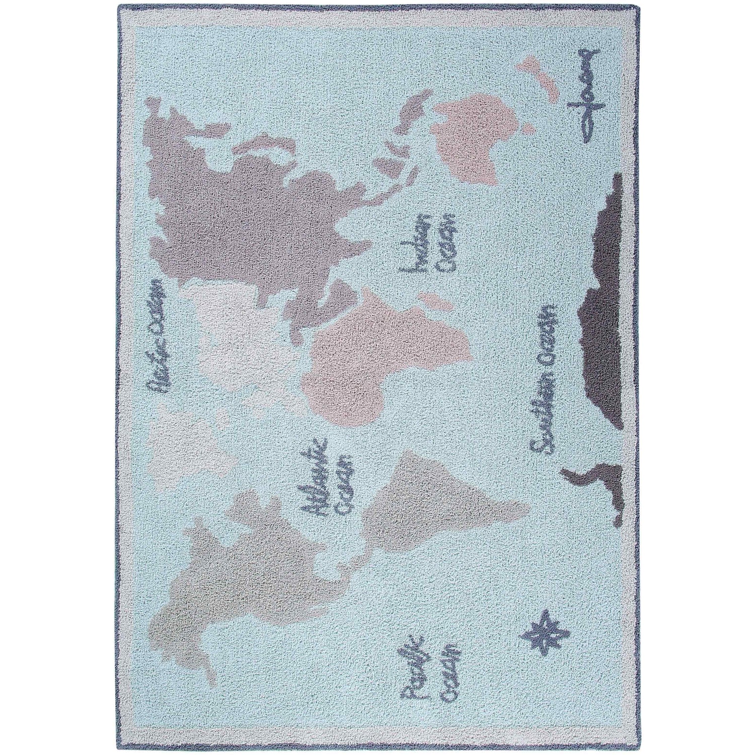 Vintage Map Machine Washable Kids Area Rug
