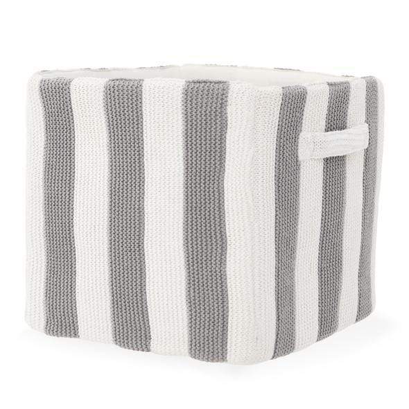 Rugs by Roo | Nico & Yeye Knitted Cotton Gray White Storage Bin-SG-BIN-ST-1212-2