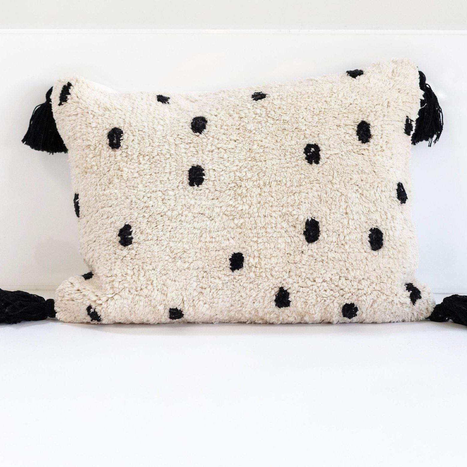 Rugs by Roo | Oh Happy Home! Cotton Berber Going Dotty Black Washable Cushion-