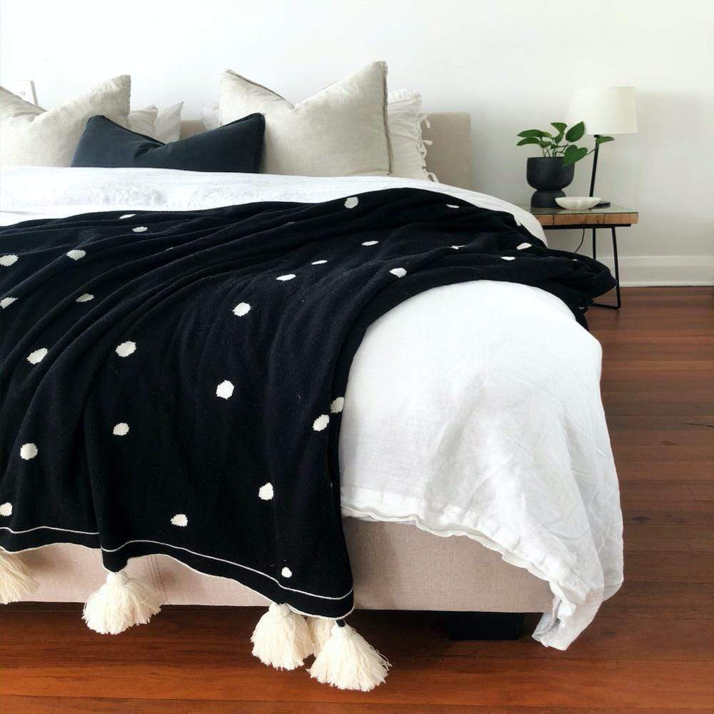 Rugs by Roo | Oh Happy Home! Organic Cotton Dotty Black Blanket-