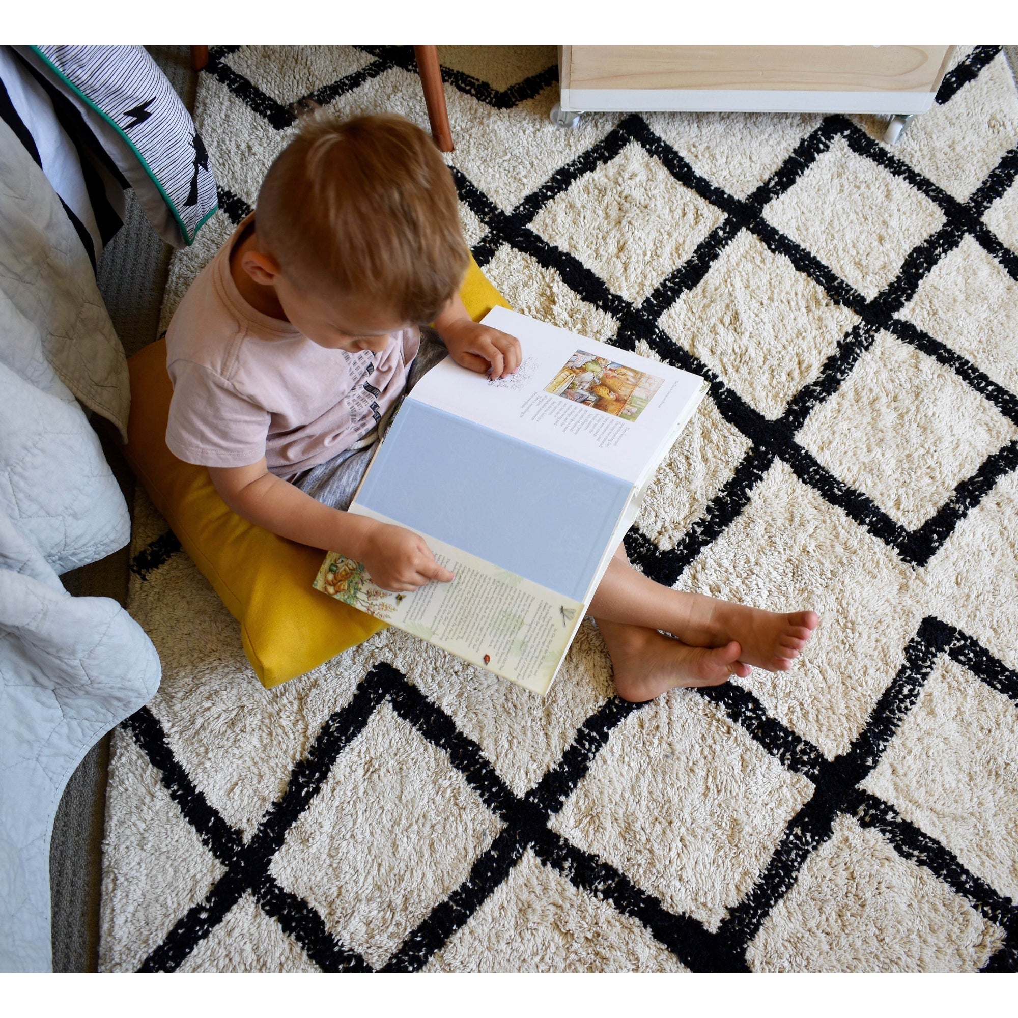 Cotton Berber Black Washable Area Rug, Oh Happy Home! GoodWeave